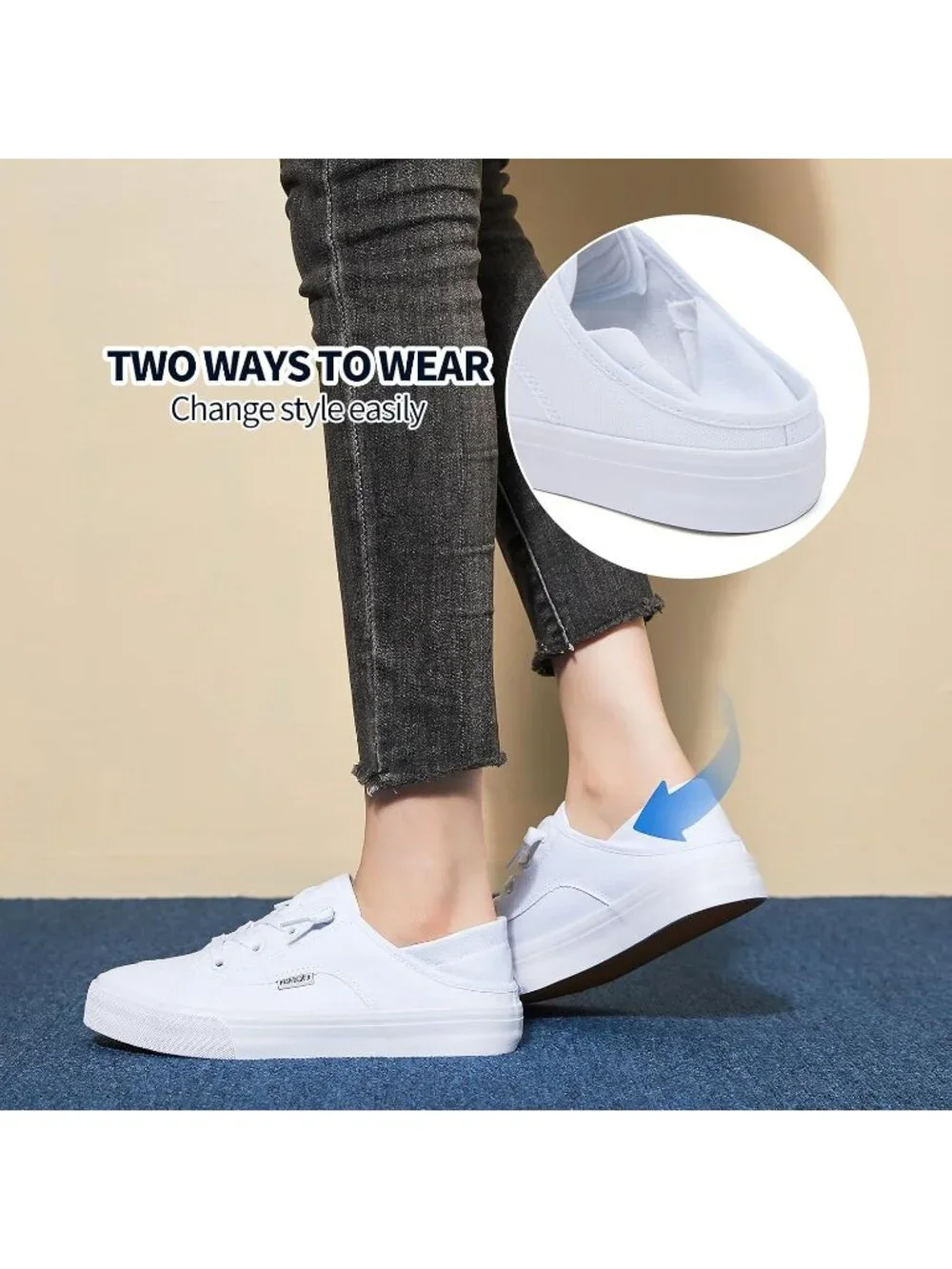 Women's White Round Toe Solid Non Slip Fashion Slip on Loafer Sneaker Shoes